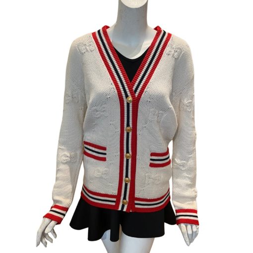 Gucci Oversized Striped GG Logo Jacquard Knit Cardigan Clothing