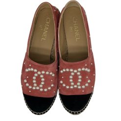 Chanel Suede Pearl CC Espadrilles Shoes