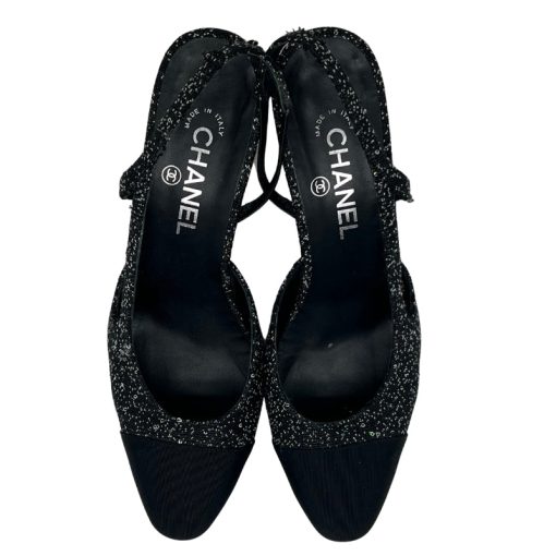 Chanel Slingback Glitter Shoes