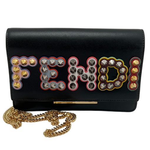 Fendi Calfskin Fun Fair Studded Tube Wallet On Chain