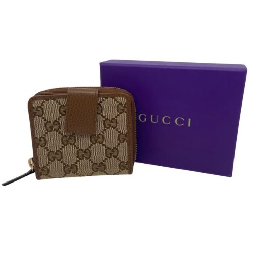 Gucci Monogram Zip Around French Flap Wallet