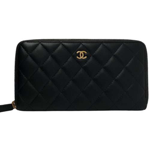 Chanel Lambskin Quilted Large Gusset Zip Wallet