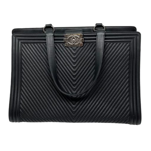 Chanel Chevron Boy Shopping Tote Handbags