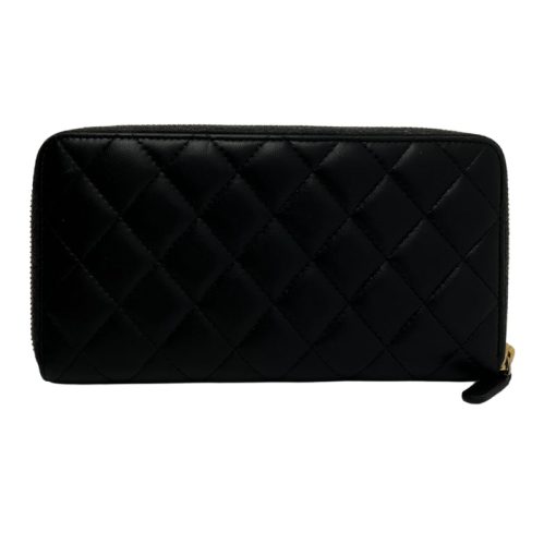 Chanel Lambskin Quilted Large Gusset Zip Wallet