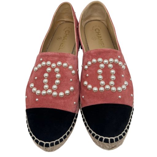 Chanel Suede Pearl CC Espadrilles Shoes