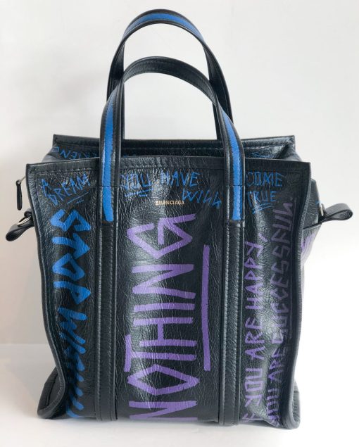 Balenciaga Black Graffiti Shopper Tote