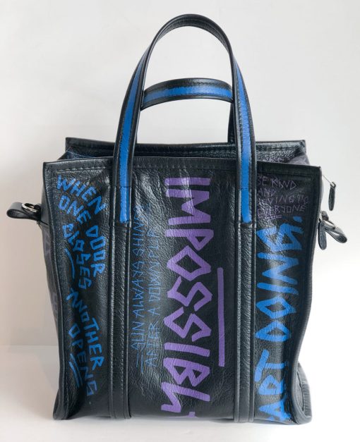 Balenciaga Black Graffiti Shopper Tote